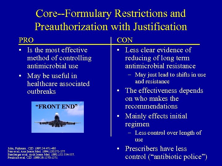 Core--Formulary Restrictions and Preauthorization with Justification PRO • Is the most effective method of