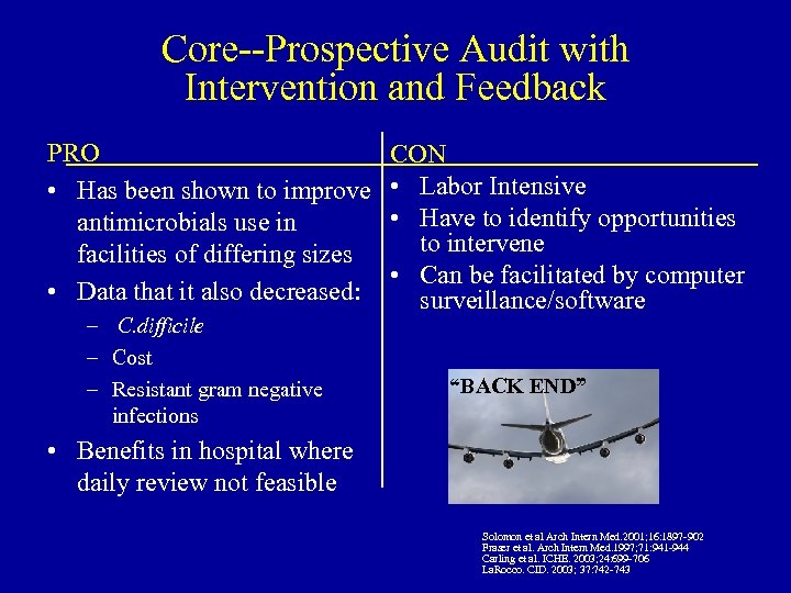 Core--Prospective Audit with Intervention and Feedback PRO • Has been shown to improve antimicrobials