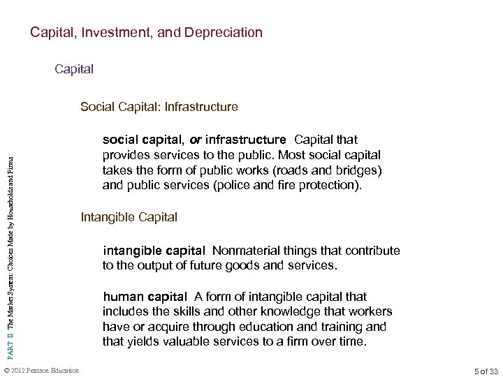 Capital, Investment, and Depreciation Capital PART II The Market System: Choices Made by Households