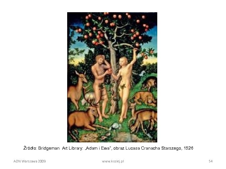 Źródło: Bridgeman Art Library: „Adam i Ewa”, obraz Lucasa Cranacha Starszego, 1526 AON Warszawa