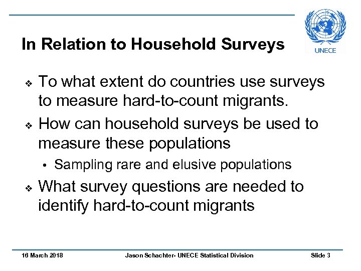 In Relation to Household Surveys v v To what extent do countries use surveys