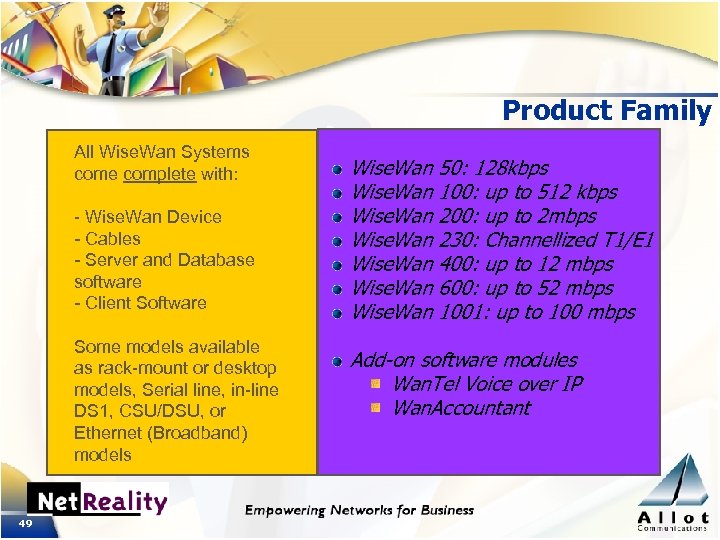 Product Family All Wise. Wan Systems come complete with: - Wise. Wan Device -