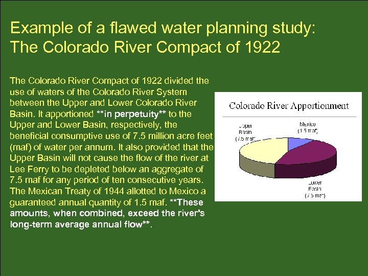 Example of a flawed water planning study: The Colorado River Compact of 1922 divided