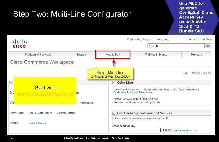 Step Two: Muiti-Line Configurator Start with www. cisco. com/go/ccw spius © 2009 Cisco Systems,