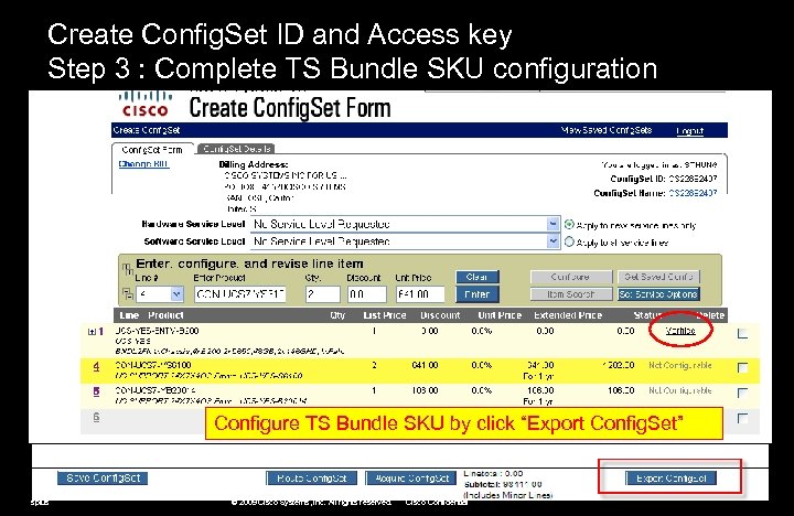 Create Config. Set ID and Access key Step 3 : Complete TS Bundle SKU