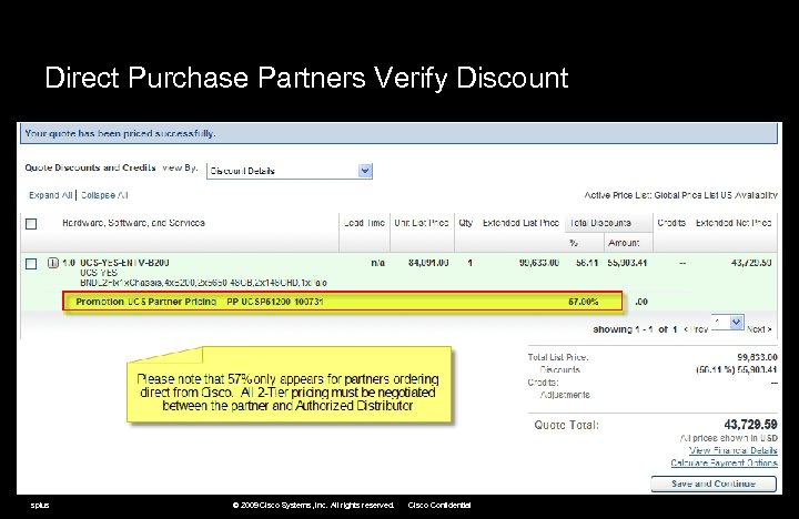 Direct Purchase Partners Verify Discount spius © 2009 Cisco Systems, Inc. All rights reserved.