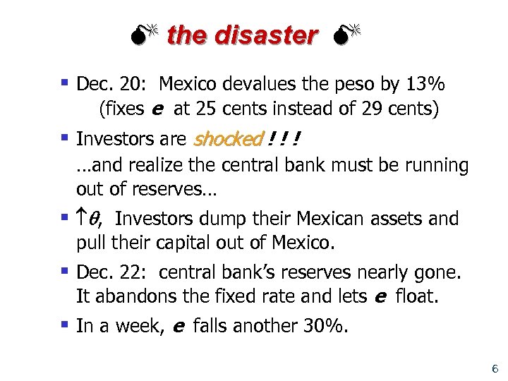  the disaster § Dec. 20: Mexico devalues the peso by 13% (fixes e