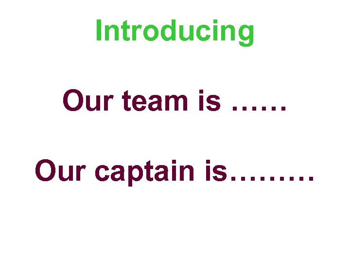 Introducing Our team is …… Our captain is……… 
