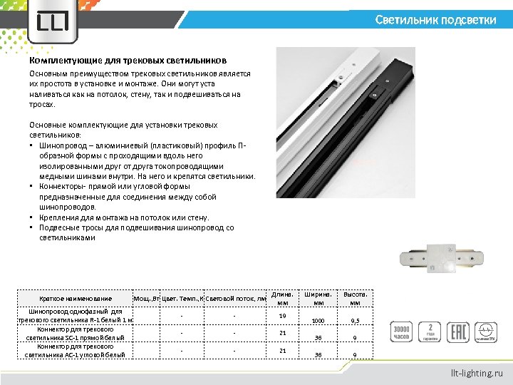 Светильник подсветки Комплектующие для трековых светильников Основным преимуществом трековых светильников является их простота в