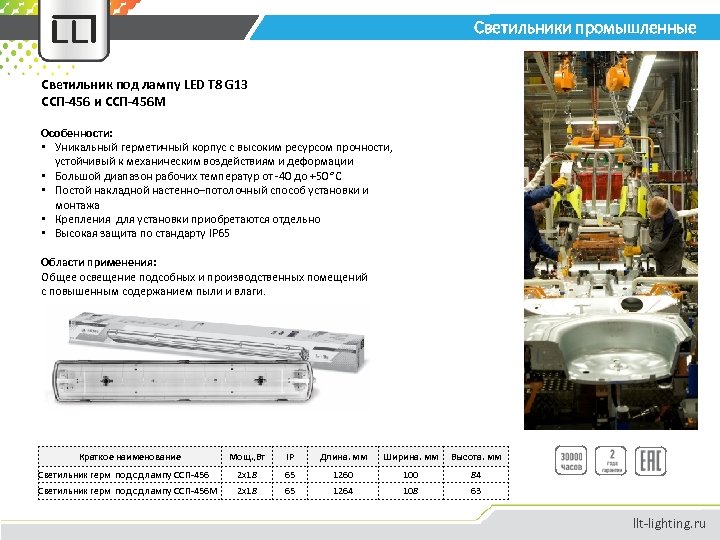 Светильники промышленные Светильник под лампу LED T 8 G 13 ССП-456 и ССП-456 М