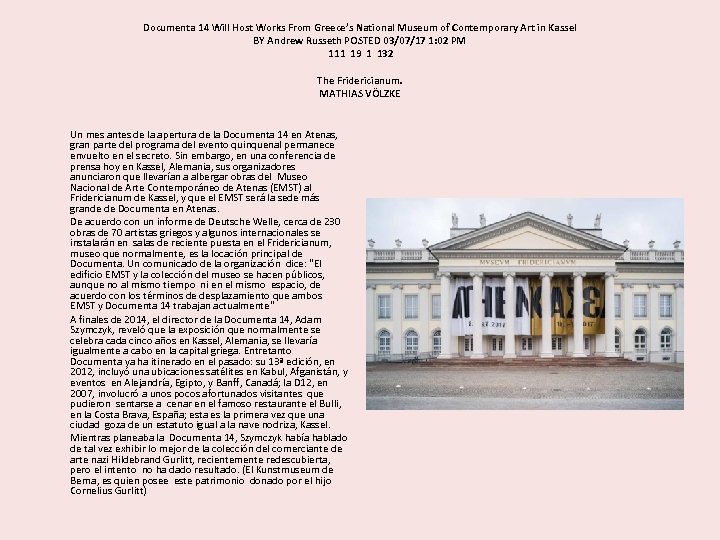 Documenta 14 Will Host Works From Greece’s National Museum of Contemporary Art in Kassel