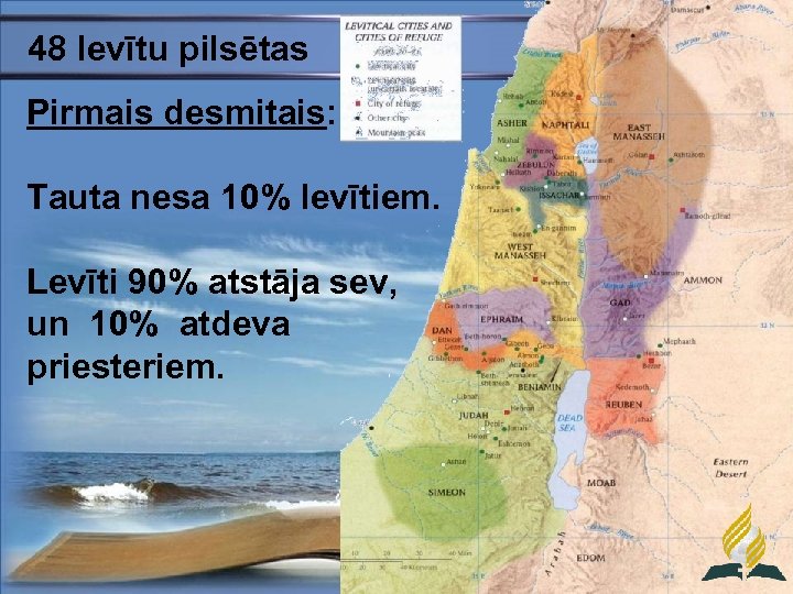 48 levītu pilsētas Pirmais desmitais: Tauta nesa 10% levītiem. Levīti 90% atstāja sev, un
