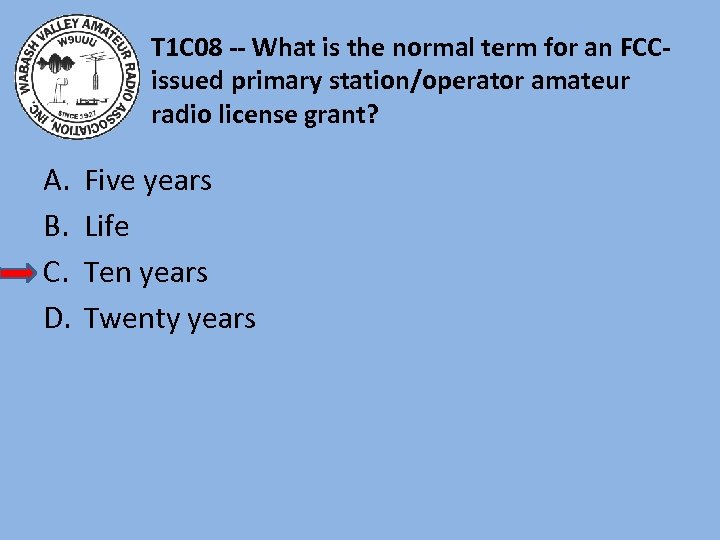 T 1 C 08 -- What is the normal term for an FCCissued primary