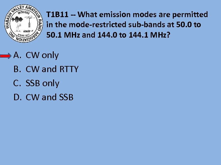 T 1 B 11 -- What emission modes are permitted in the mode-restricted sub-bands