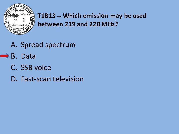 T 1 B 13 -- Which emission may be used between 219 and 220