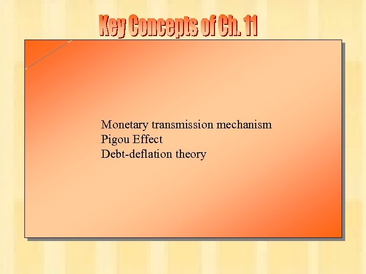 Monetary transmission mechanism Pigou Effect Debt-deflation theory Chapter Eleven 54 
