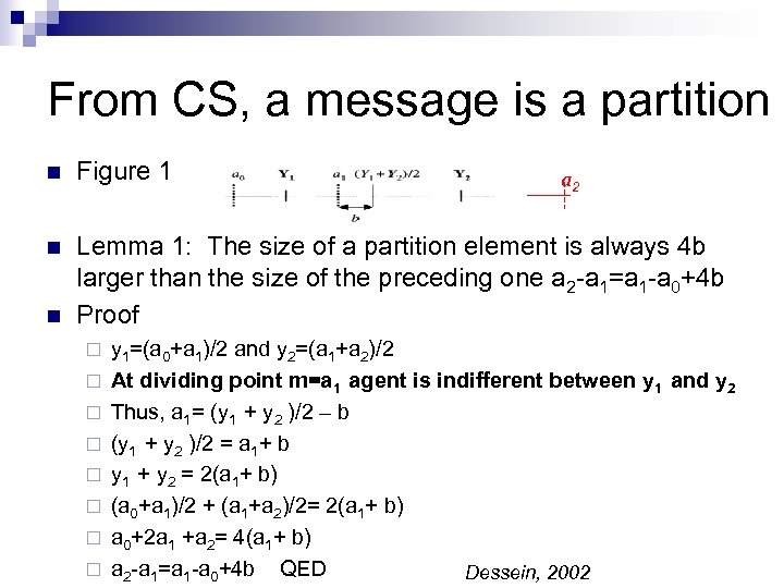 From CS, a message is a partition n Figure 1 n Lemma 1: The