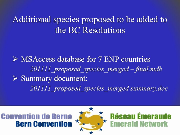 Additional species proposed to be added to the BC Resolutions Ø MSAccess database for