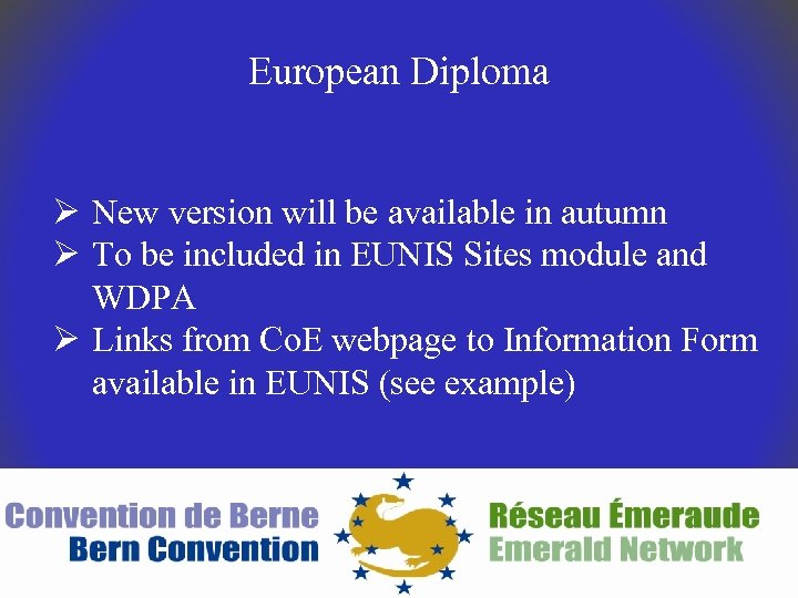 European Diploma Ø New version will be available in autumn Ø To be included