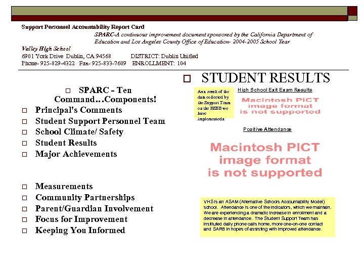 Support Personnel Accountability Report Card SPARC-A continuous improvement document sponsored by the California Department