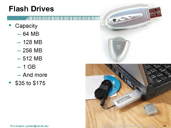 Flash Drives • • Capacity – 64 MB – 128 MB – 256 MB