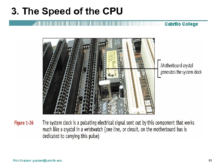 3. The Speed of the CPU Rick Graziani graziani@cabrillo. edu 61 