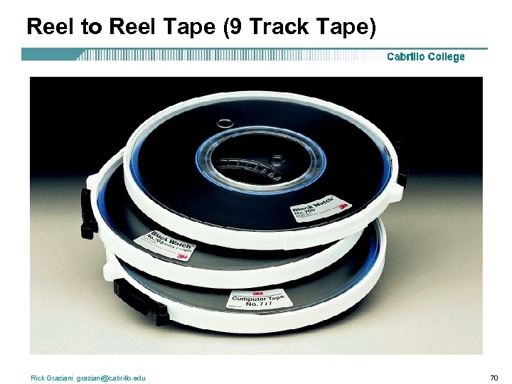 Reel to Reel Tape (9 Track Tape) Rick Graziani graziani@cabrillo. edu 70 