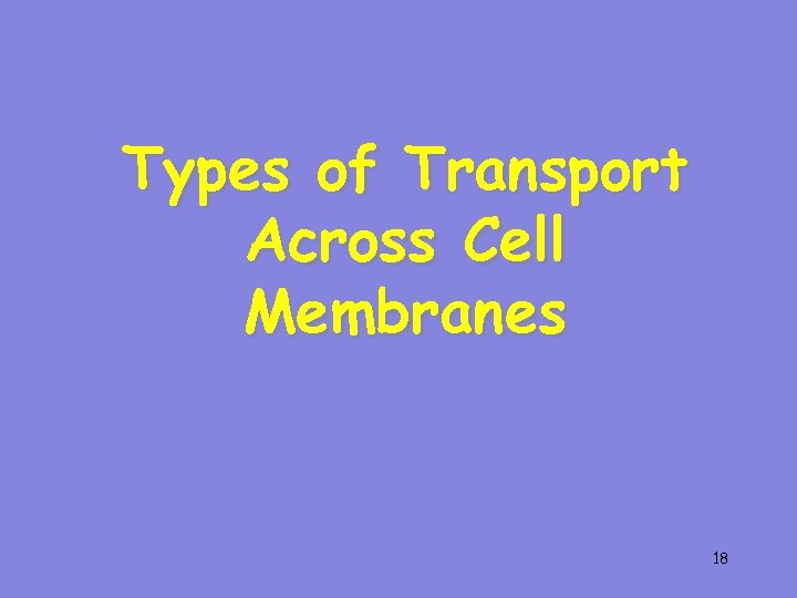 Types of Transport Across Cell Membranes 18 
