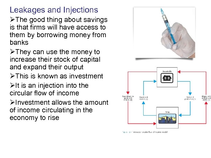 Leakages and Injections ØThe good thing about savings is that firms will have access