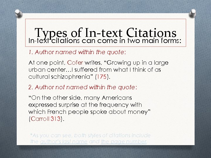 Types ofcan come in Citations In-text two main forms: In-text citations 1. Author named