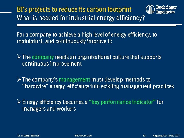 BI’s projects to reduce its carbon footprint What is needed for industrial energy efficiency?