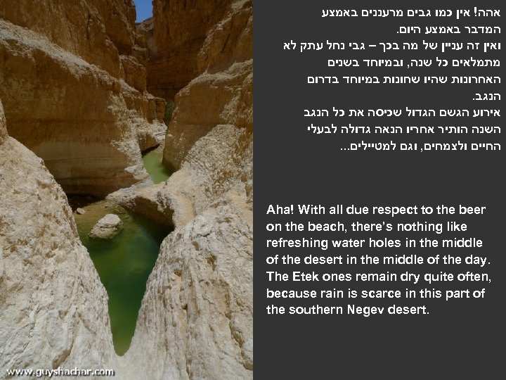  אהה! אין כמו גבים מרעננים באמצע המדבר באמצע היום. ואין זה עניין של