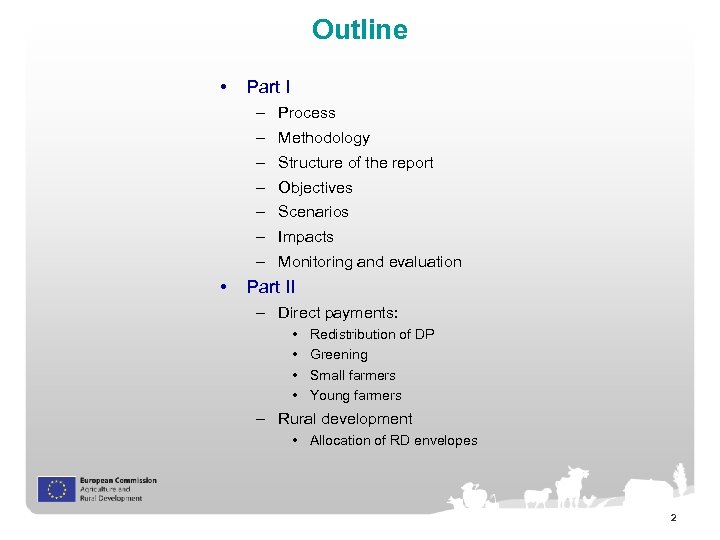 Outline • Part I – Process – Methodology – Structure of the report –