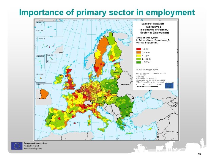 Importance of primary sector in employment 52 