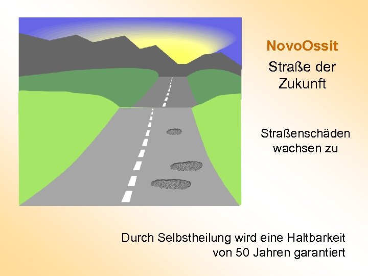 Novo. Ossit Straße der Zukunft Straßenschäden wachsen zu Durch Selbstheilung wird eine Haltbarkeit von