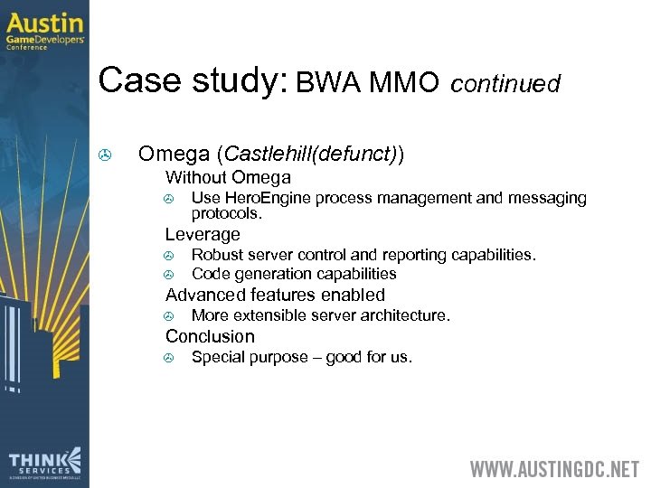 Case study: BWA MMO continued > Omega (Castlehill(defunct)) > Without Omega > > Leverage