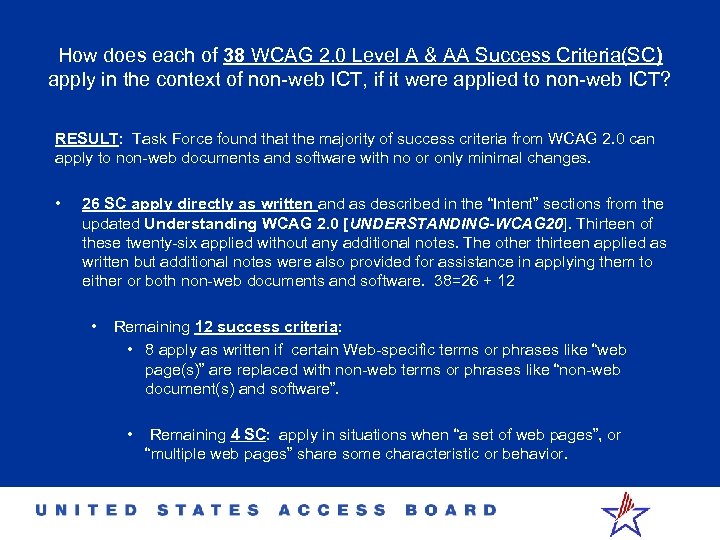 How does each of 38 WCAG 2. 0 Level A & AA Success Criteria(SC)