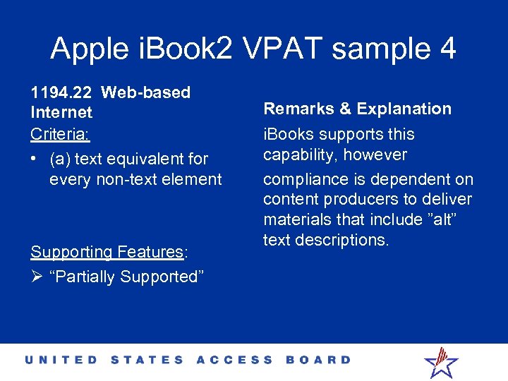 Apple i. Book 2 VPAT sample 4 1194. 22 Web-based Internet Criteria: • (a)