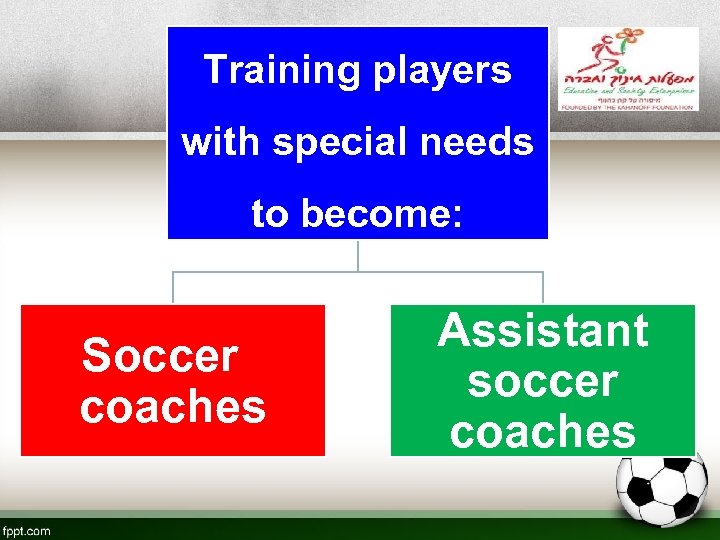 Training players with special needs to become: Soccer coaches Assistant soccer coaches 