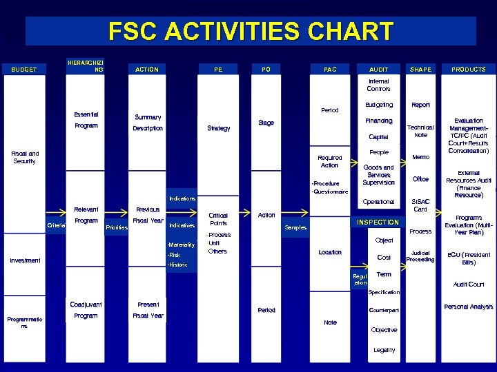 FSC ACTIVITIES CHART HIERARCHIZI NG BUDGET ACTION PE PO PAC AUDIT SHAPE PRODUCTS Internal