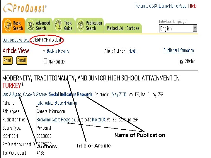 Name of Publication Authors Title of Article 