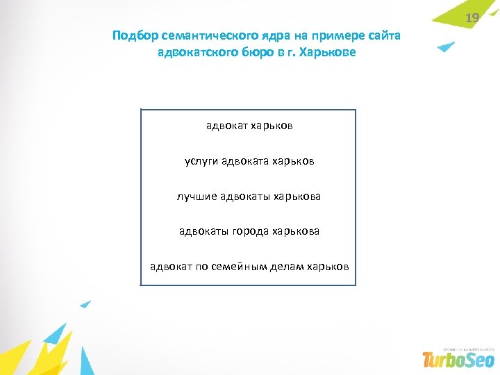 Подбор семантического ядра на примере сайта адвокатского бюро в г. Харькове адвокат харьков услуги