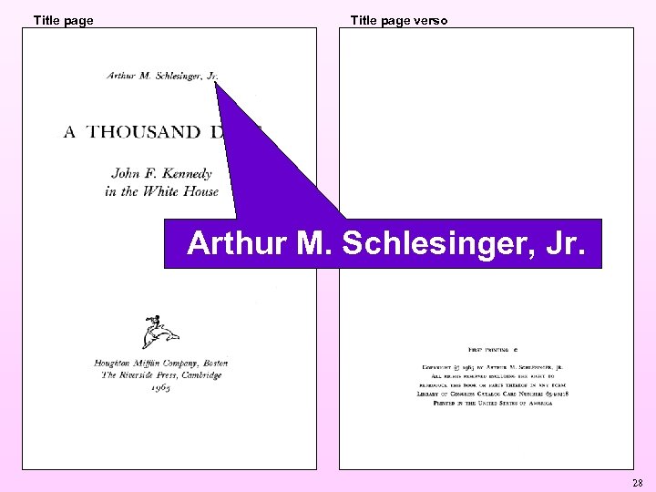 Title page verso Arthur M. Schlesinger, Jr. 28 