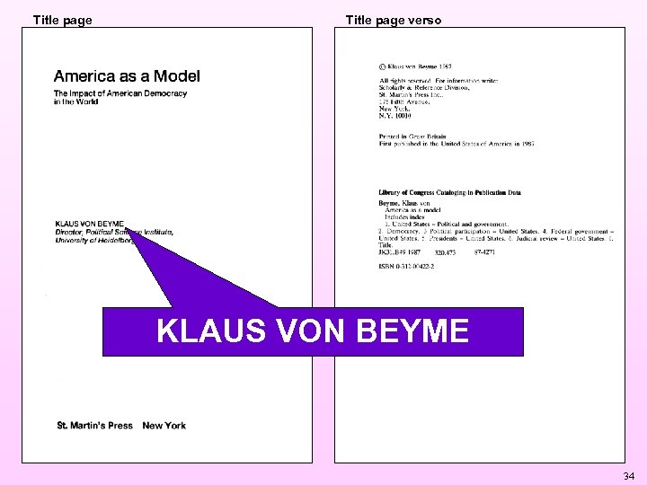 Title page verso KLAUS VON BEYME 34 