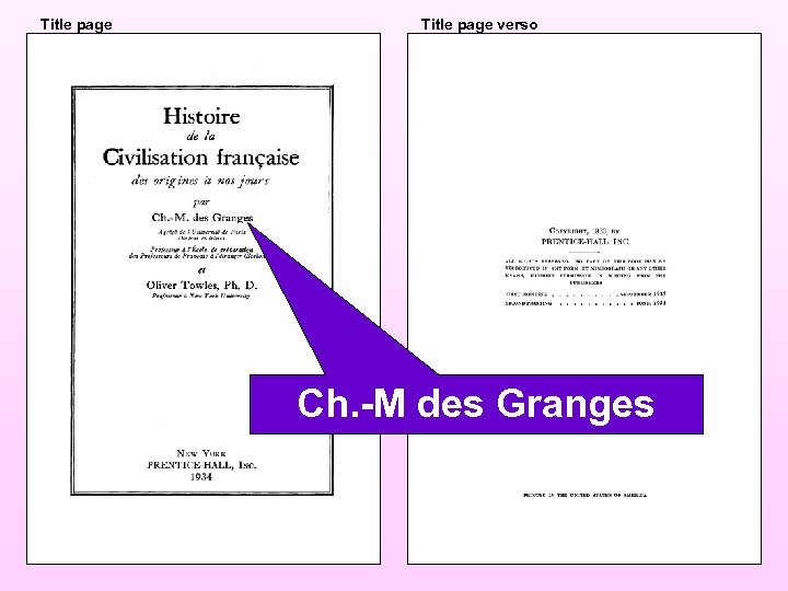 Title page verso Ch. -M des Granges 