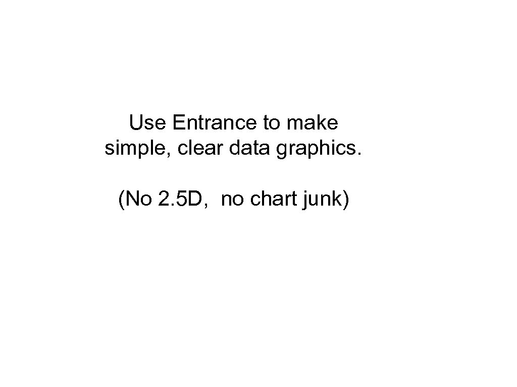  Use Entrance to make simple, clear data graphics. (No 2. 5 D, no