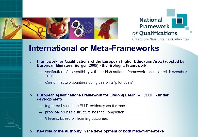 International or Meta-Frameworks Ø Framework for Qualifications of the European Higher Education Area (adopted