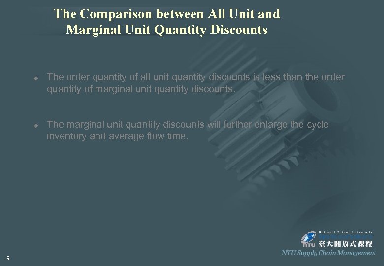 The Comparison between All Unit and Marginal Unit Quantity Discounts u u 9 The