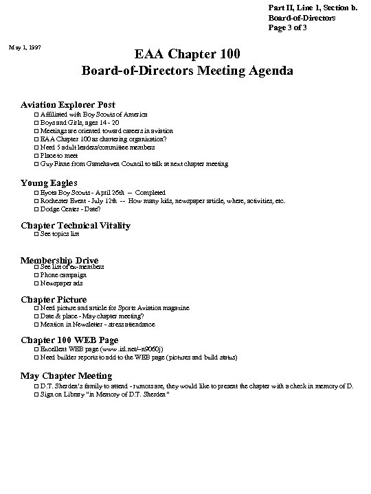 Part II, Line 1, Section b. Board-of-Directors Page 3 of 3 May 1, 1997