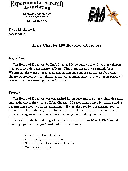 Century Chapter 100 Rochester, Minnesota EIN 41 1865598 Part II, Line 1 Section b.